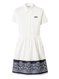 Miu Miu Bandana Print Poplin Midi Dress — White — Size XS — Front View