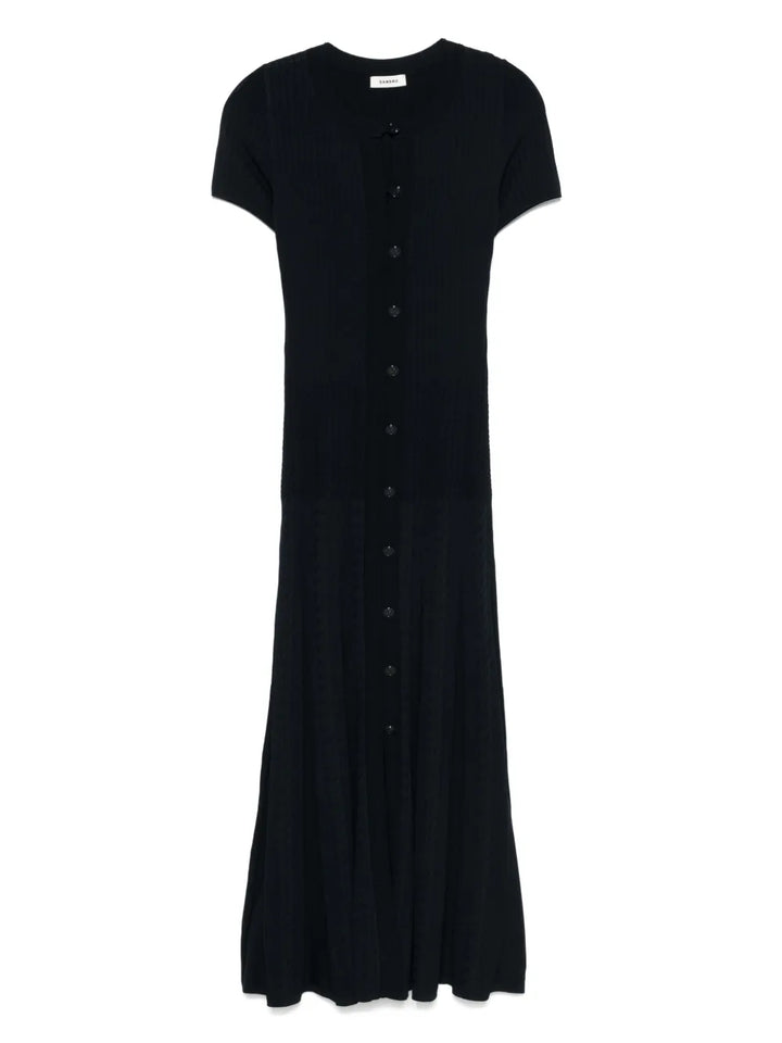 Sandro Knitted Midi Dress — Blue/ Navy — Size XS — Front View