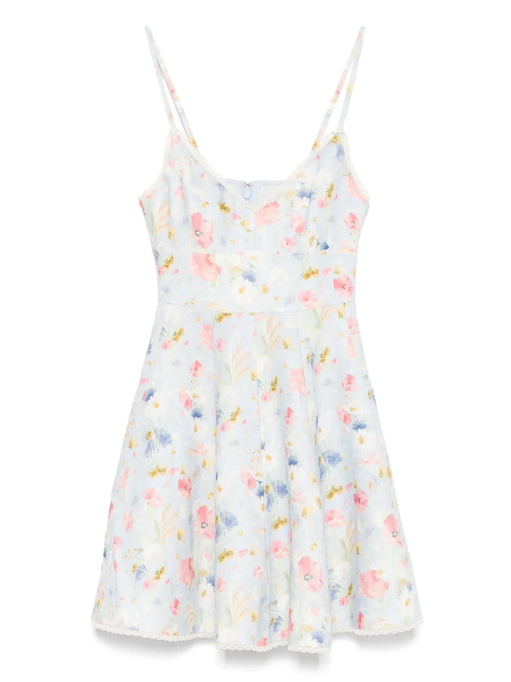 Zimmermann Lucky Picnic Mini Dress — Blue — Size S — Front View