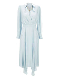 Elisabetta Franchi Georgette Midi Dress — Blue — Size XS — Front View