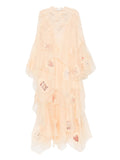 Zimmermann Lace Ruffled Dress — Beige/ Red — Size XS — Front View