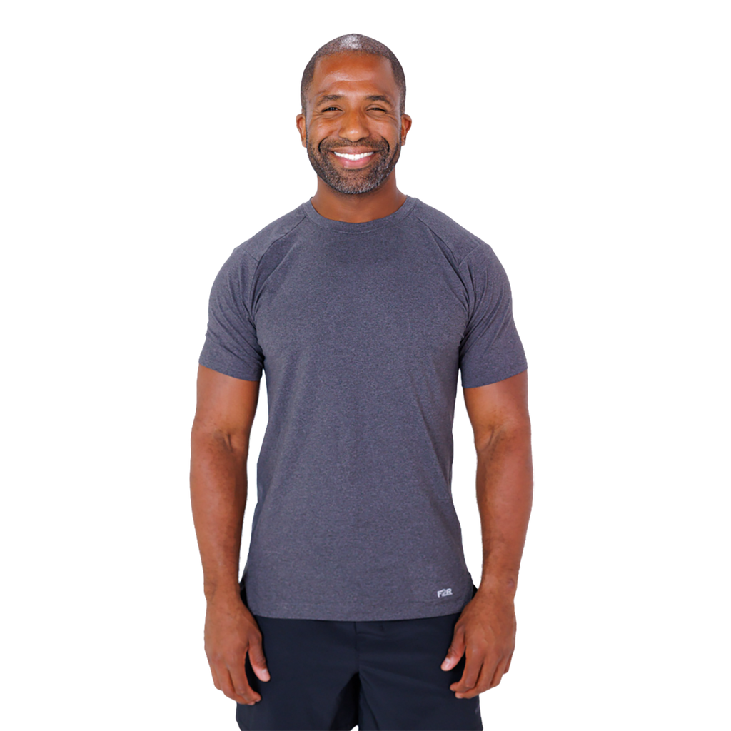 F2R Cationic Jersey Crew  Shortsleeve — Heather Red Mahogany — Size Small — Front View
