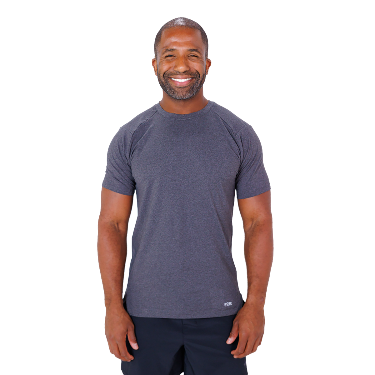 F2R Cationic Jersey Crew  Shortsleeve — Heather Red Mahogany — Size Small — Front View