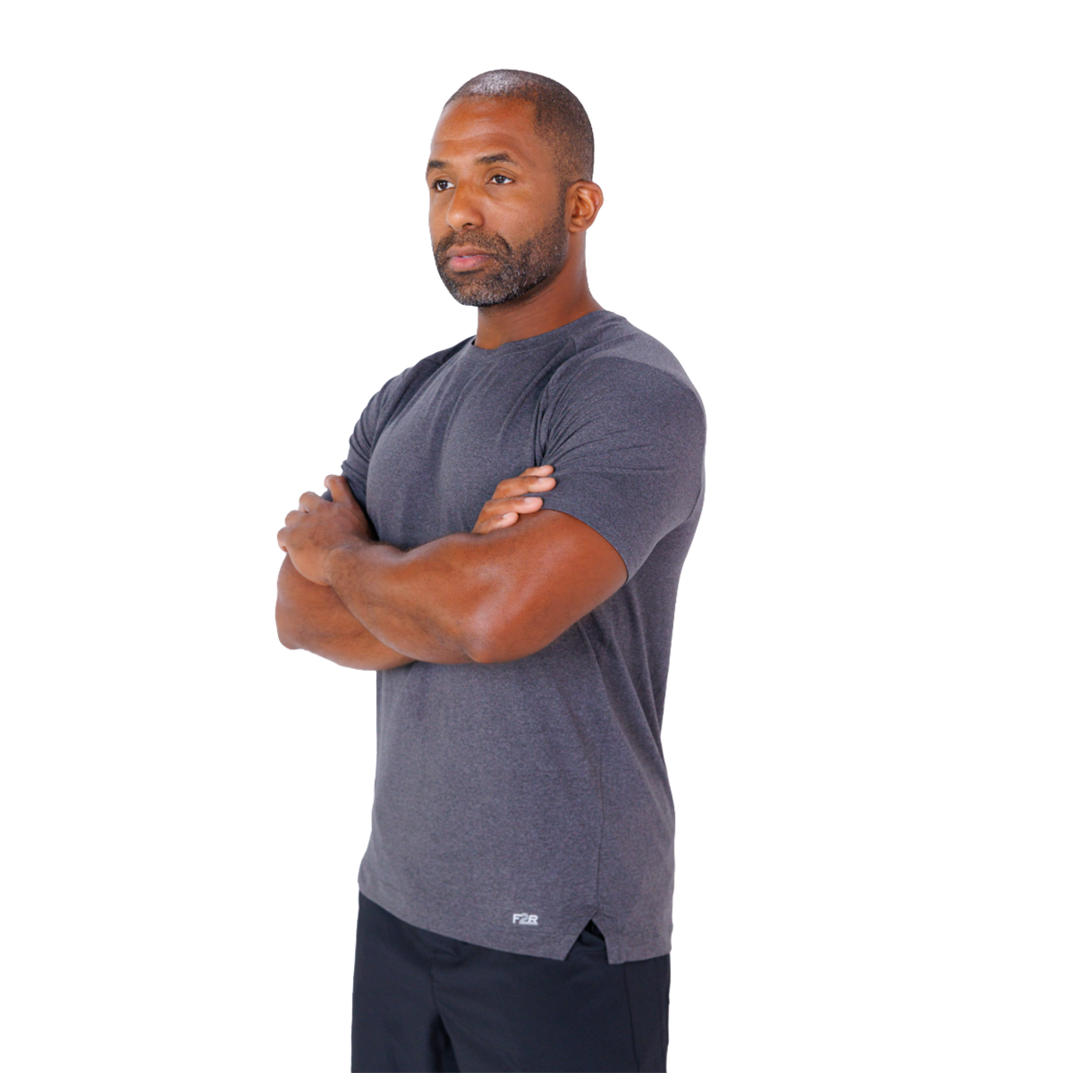 F2R Cationic Jersey Crew  Shortsleeve — Heather Red Mahogany — Size Small — Side View