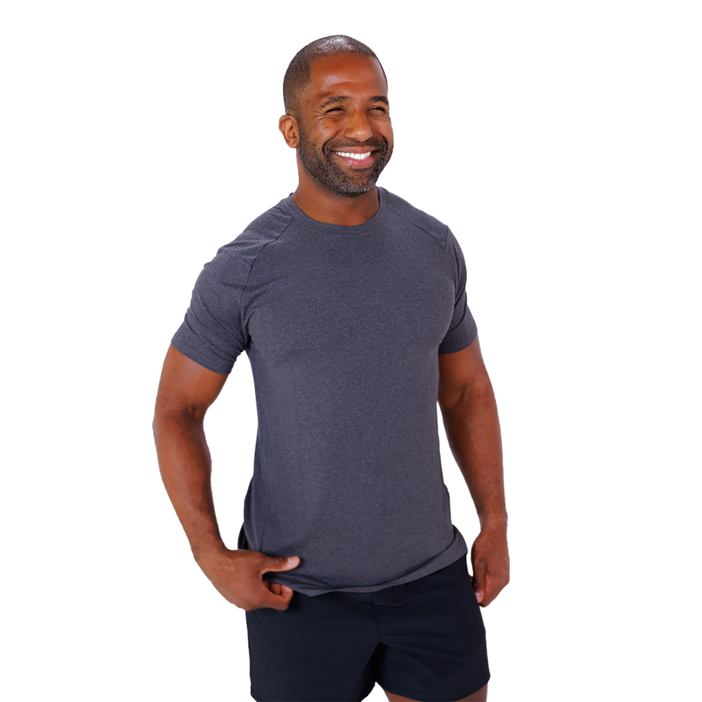 F2R Cationic Jersey Crew  Shortsleeve — Heather Red Mahogany — Size Small — Back View