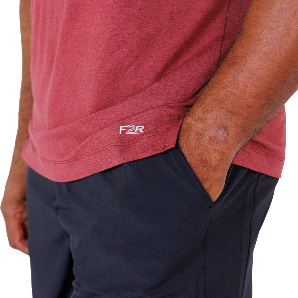 F2R Cationic Jersey Crew  Shortsleeve — Heather Red Mahogany — Size Small — Alternate View 8