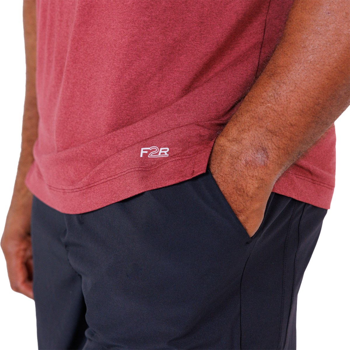 F2R Cationic Jersey Crew  Shortsleeve — Heather Red Mahogany — Size Small — Alternate View 8