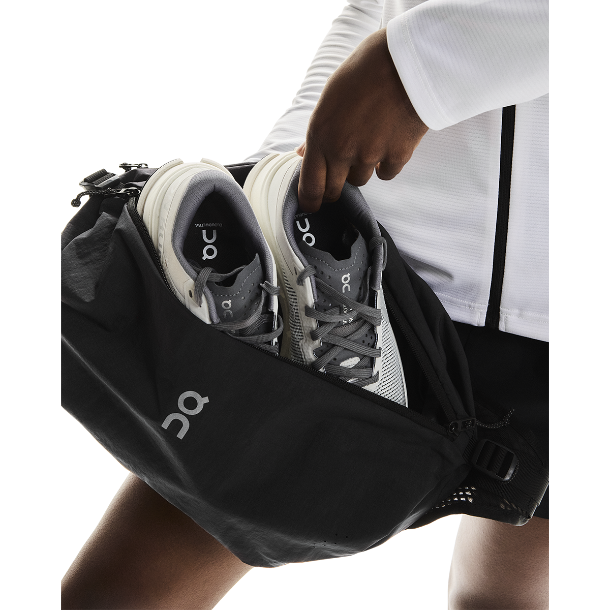 ON Sling Pack 9L — Sand - Black — Size One Size — Lifestyle View