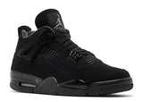 Air Jordan 4 Retro Black Cat — Black/Black/Light Graphite — Size US M 3.5 - US W 5 — Side View