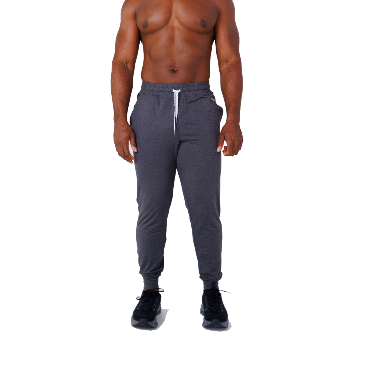 F2R Cationic Jersey Crew Basic Jogger — Heather Red Mahogany — Size Small — Front View