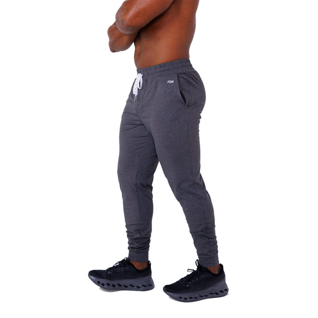 F2R Cationic Jersey Crew Basic Jogger — Heather Red Mahogany — Size Small — Top View