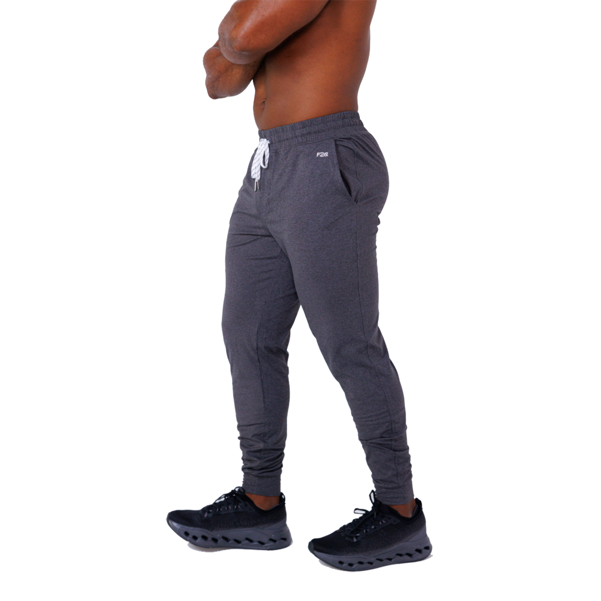 F2R Cationic Jersey Crew Basic Jogger — Heather Red Mahogany — Size Small — Top View