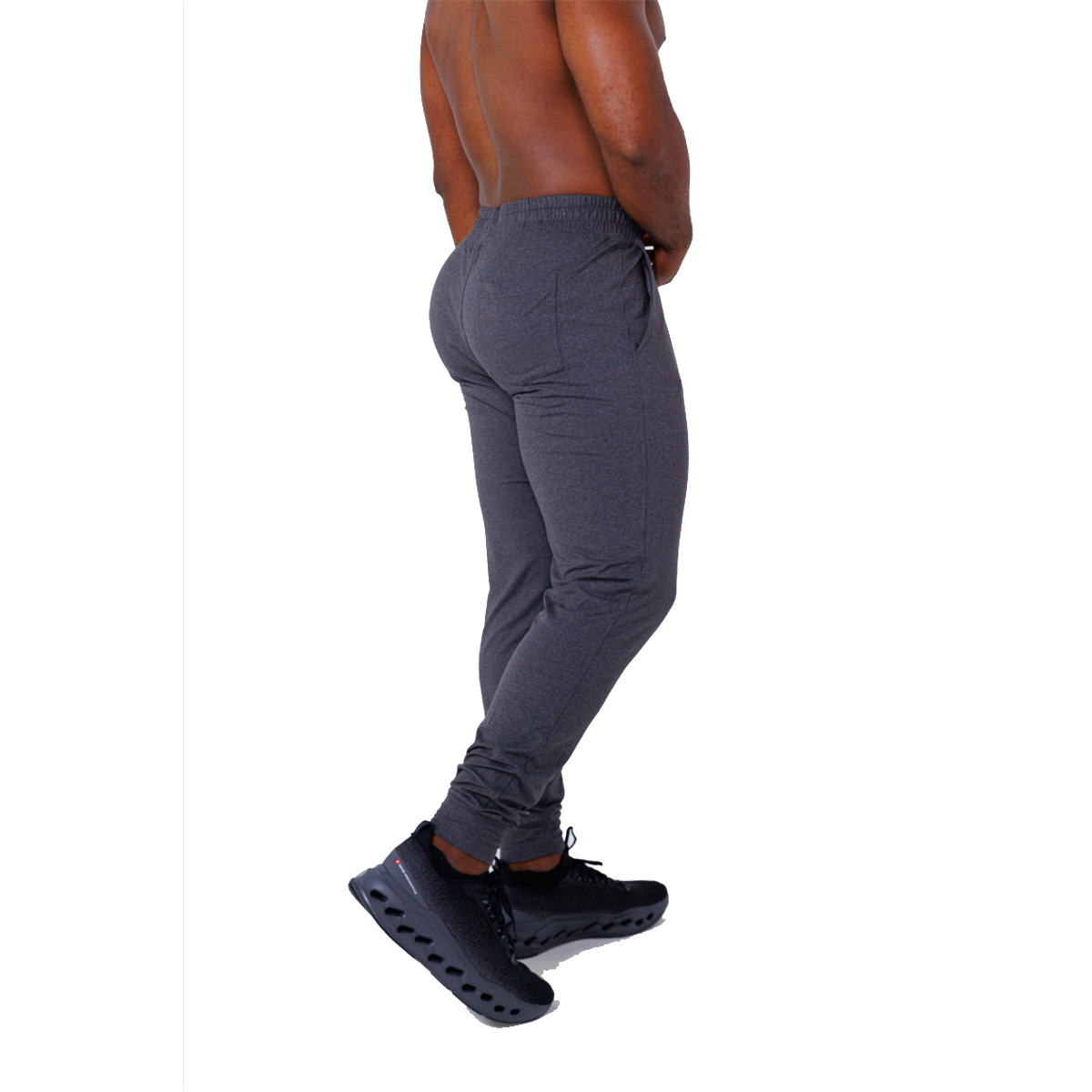 F2R Cationic Jersey Crew Basic Jogger — Heather Red Mahogany — Size Small — Back View
