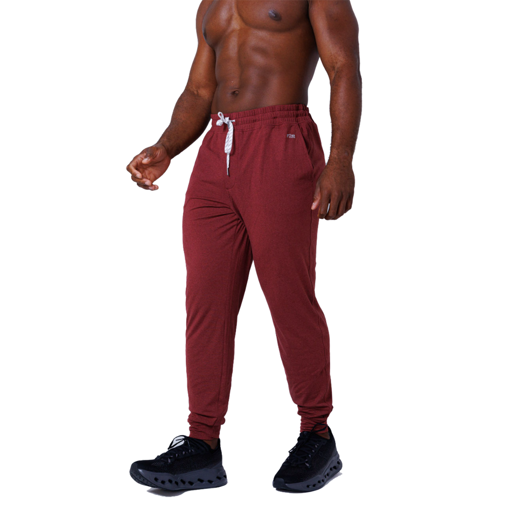 F2R Cationic Jersey Crew Basic Jogger — Heather Red Mahogany — Size Small — Alternate View 7