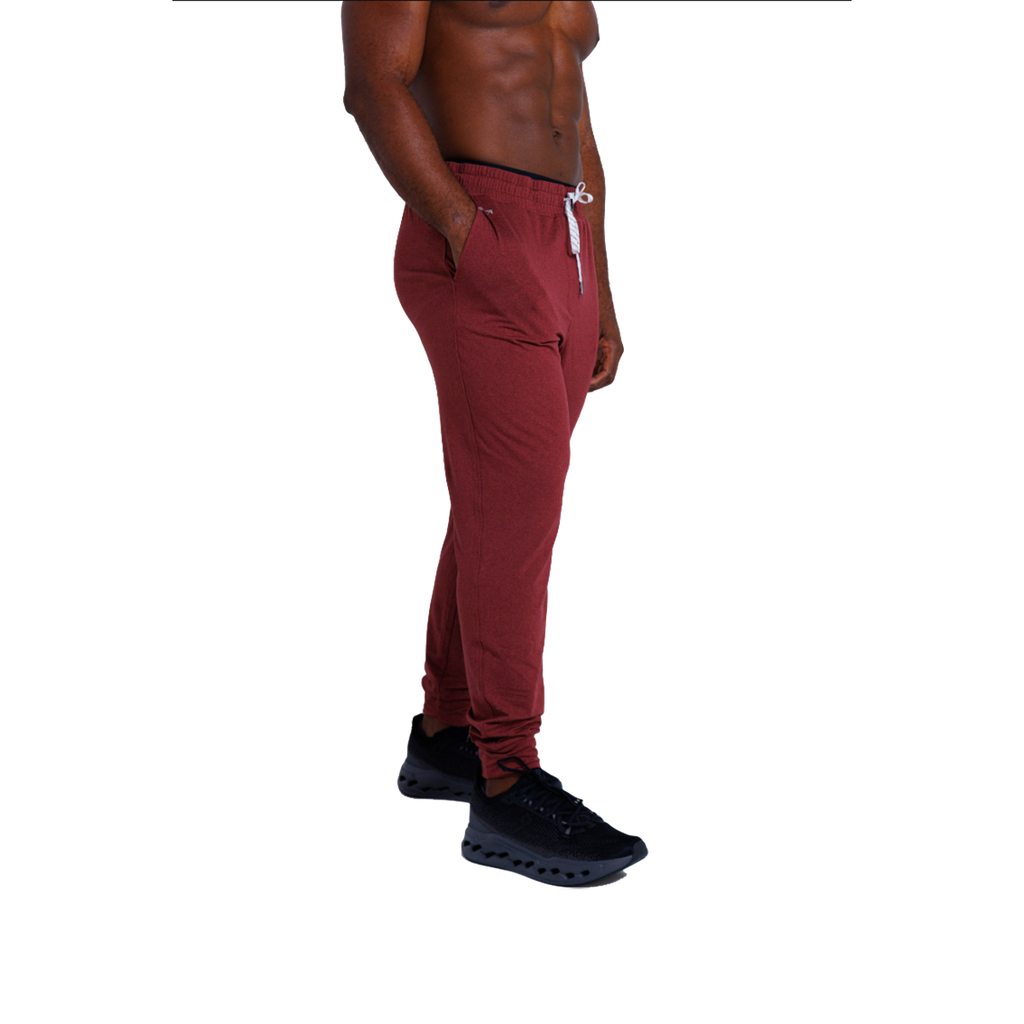 F2R Cationic Jersey Crew Basic Jogger — Heather Red Mahogany — Size Small — Alternate View 8