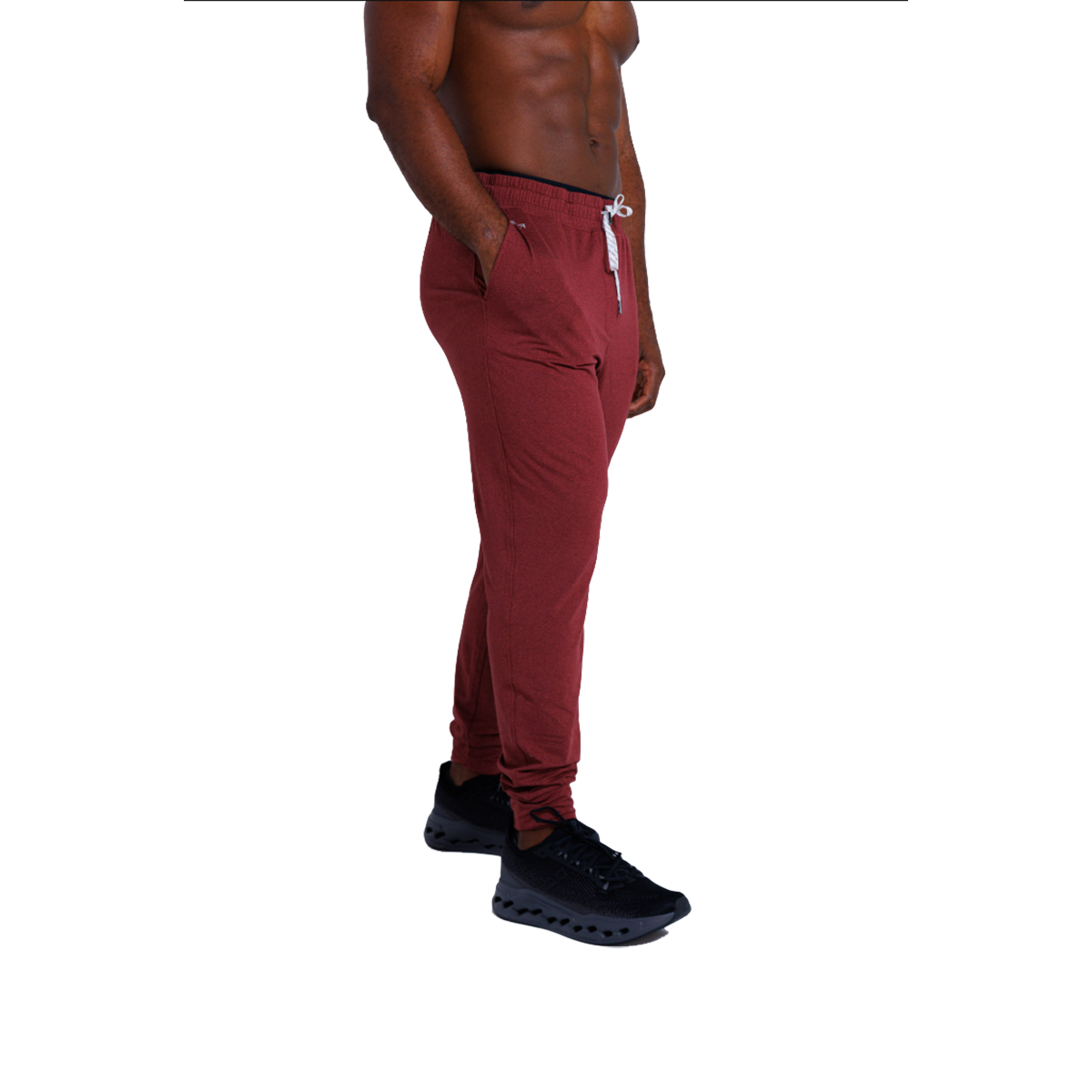 F2R Cationic Jersey Crew Basic Jogger — Heather Red Mahogany — Size Small — Alternate View 8