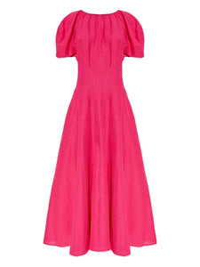 Tory Burch Balloon Sleeve Midi Dress — Pink — Size M — Front View