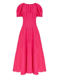 Tory Burch Balloon Sleeve Midi Dress — Pink — Size M — Front View