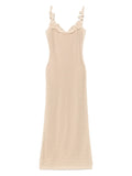 Elie Saab Floral Applique Mesh Dress — Beige — Size S — Front View