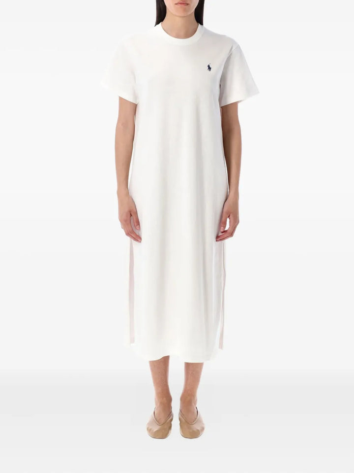 Polo Ralph Lauren Jersey T Shirt Dress — White/ Red — Size XS — Front View