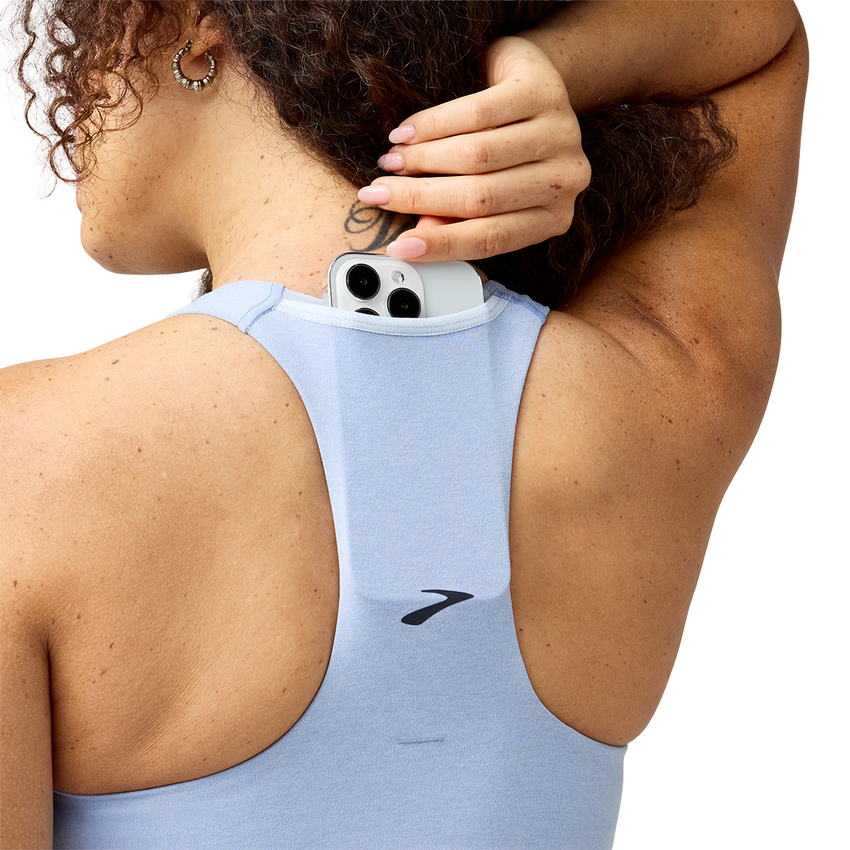 Brooks Luxe Pocket Bra — Black — Size XSmall — Back View