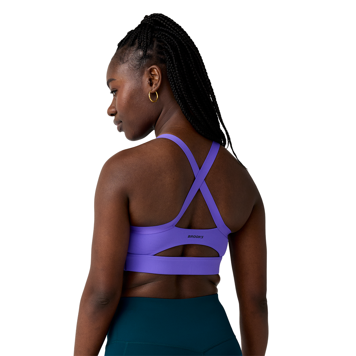 Brooks Luxe Strappy Bra — Black — Size XSmall — Side View