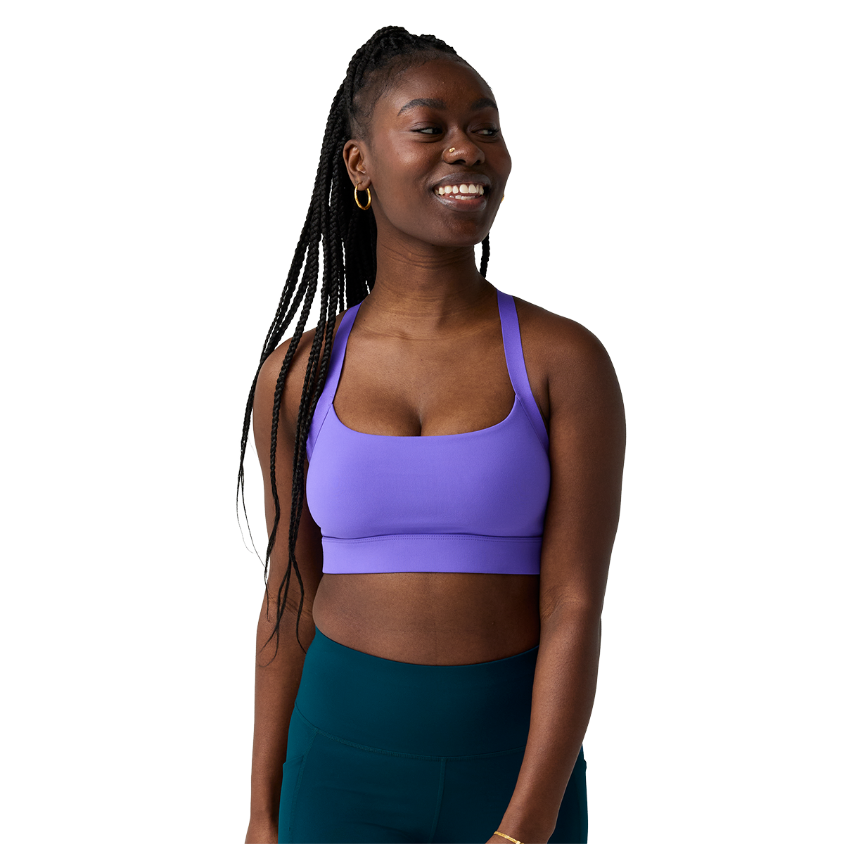 Brooks Luxe Strappy Bra — Black — Size XSmall — Front View