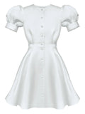 Post Meridiem Button Down Mini Dress — White/ Red — Size XS — Front View
