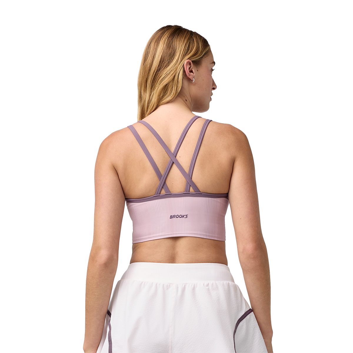 Brooks Movement Longline Bra — Violet ice - Shadowed Violet — Size XSmall — Side View