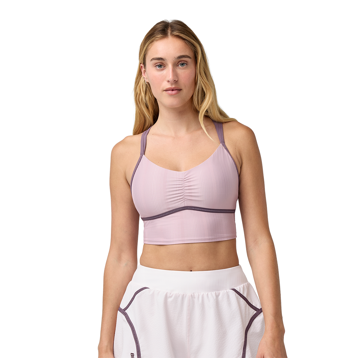 Brooks Movement Longline Bra — Violet ice - Shadowed Violet — Size XSmall — Front View