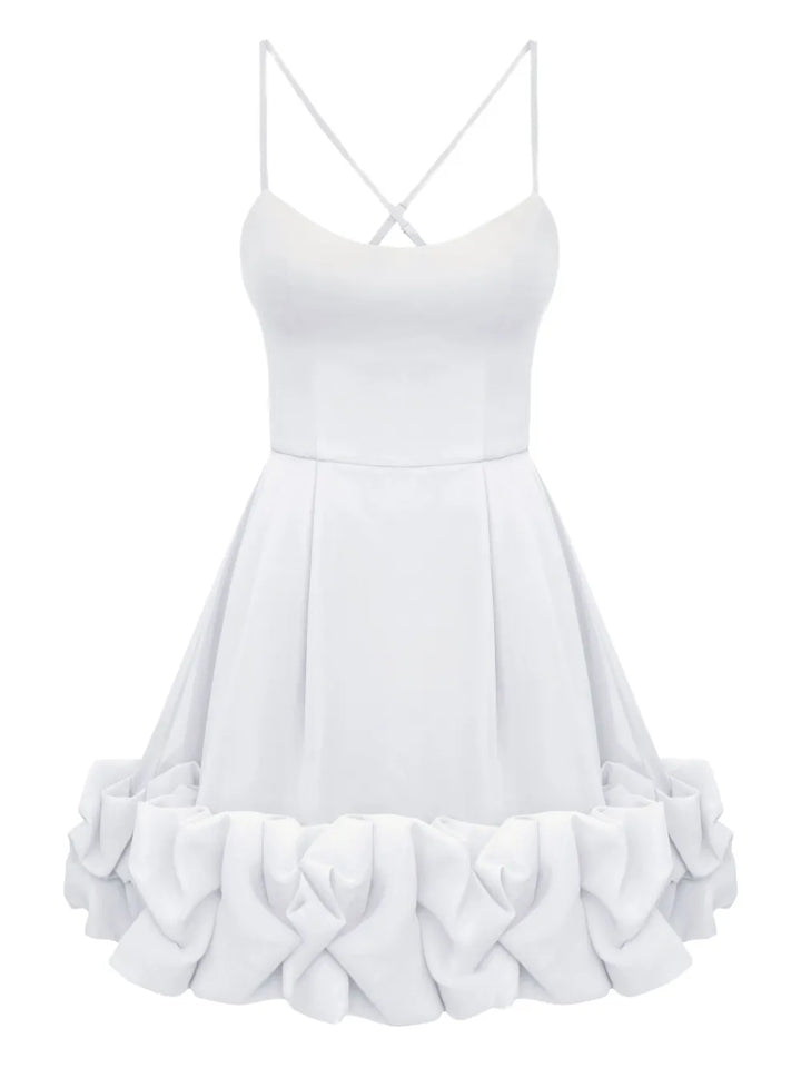 Post Meridiem Backless Bustier Mini Dress — White — Size M — Front View