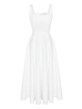 Post Meridiem Decorated Bodice Midi Dress — White/ Red — Size XXL — Front View