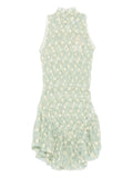 Roberta Einer Floral Lace High Neck Mini Dress — Red/ Green — Size S — Front View