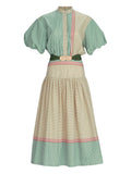 Silvia Tcherassi Jil Midi Dress — Red/ Green/ Yellow — Size XS — Front View