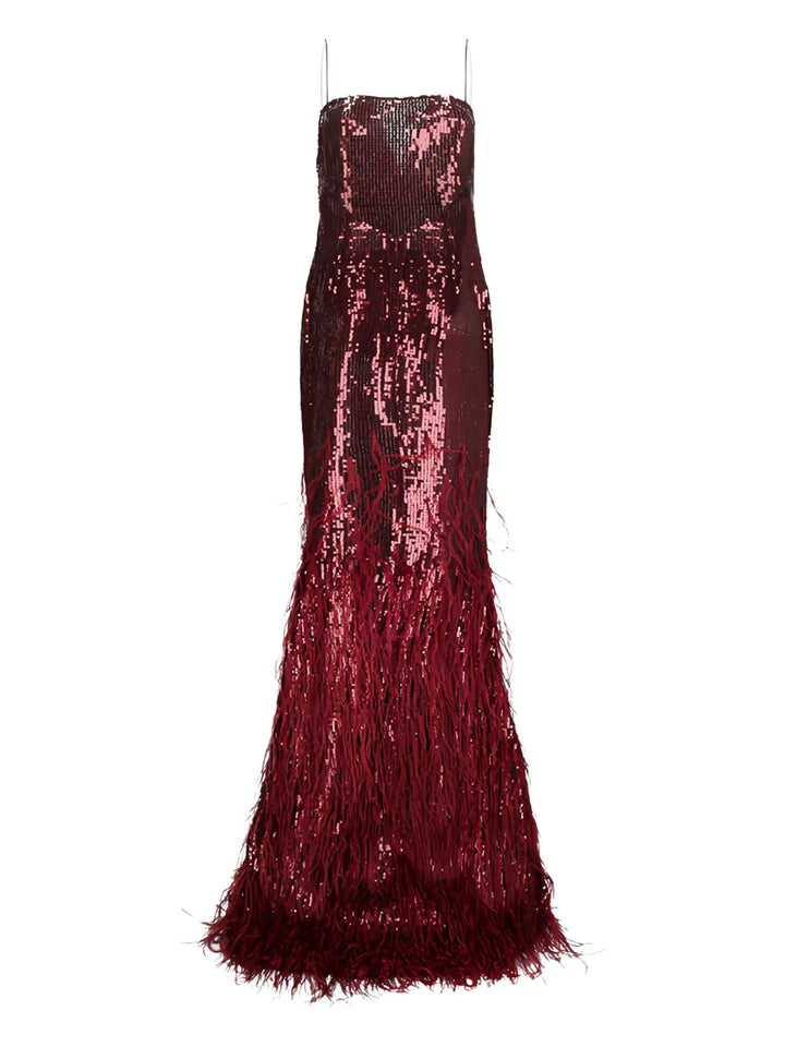 Retrofete Odessa Sequin Embellished Maxi Dress — Red — Size XS — Front View