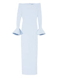 Solace London Anica Bell Sleeve Maxi Dress — Blue — Size XS — Front View