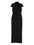 Solace London Lang High Neck Short Sleeve Maxi Dress — Black — Size M — Front View