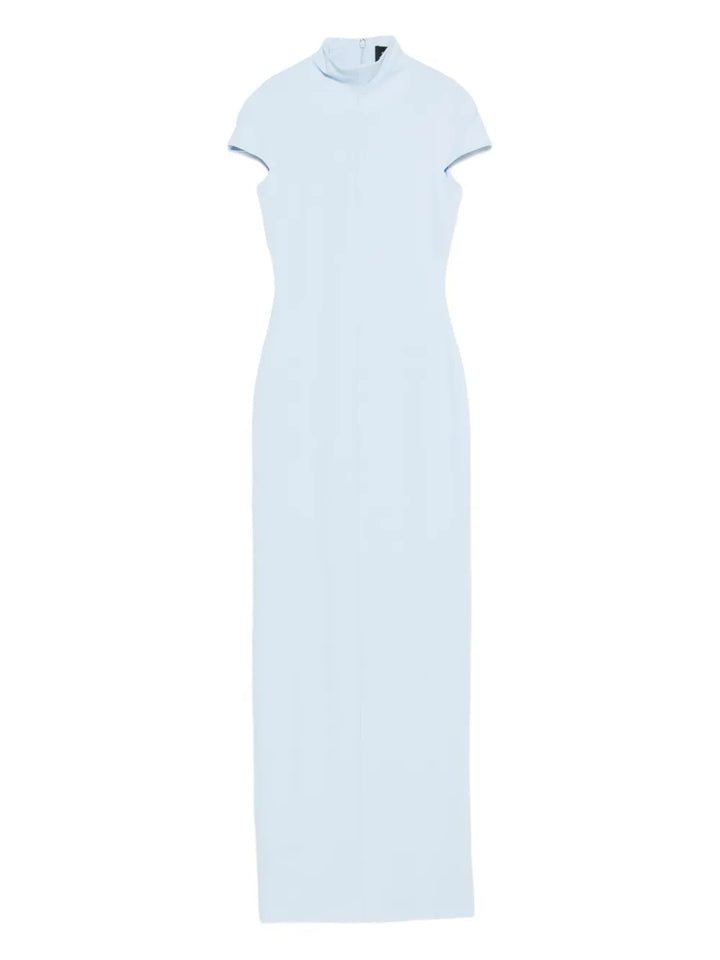 Solace London Lang Mock Neck Maxi Dress — Blue — Size XS — Front View