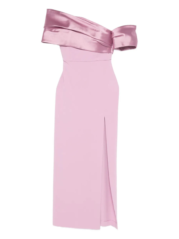 Solace London Alexis Off Shoulder Maxi Dress — Pink — Size XS — Front View