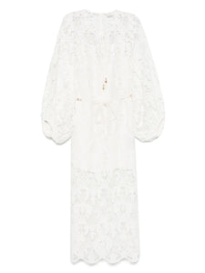 Zimmermann Coco Lace Midi Dress — White — Size XS — Front View