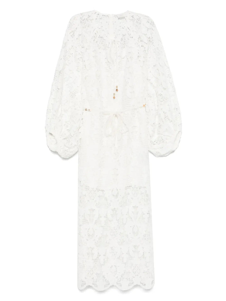 Zimmermann Coco Lace Midi Dress — White — Size XS — Front View
