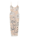 Georges Hobeika Embellished Midi Dress — Beige — Size XS — Front View