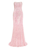 Jenny Packham Sequin Embellished Gown — Pink — Size S — Front View