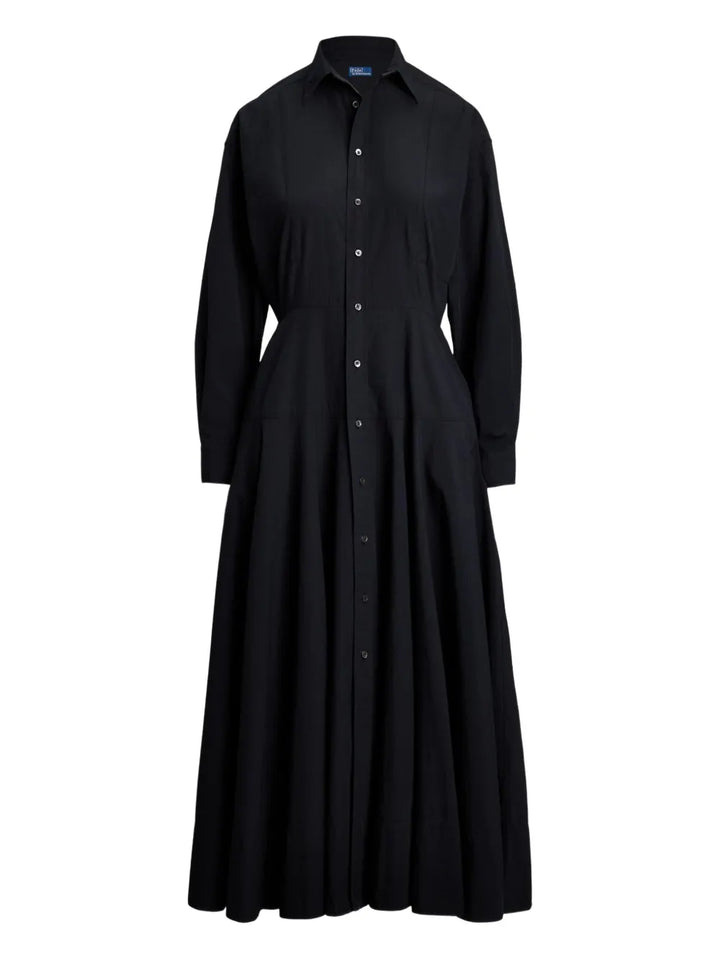 Polo Ralph Lauren Button Up Long Sleeve Dress — Black/ Red — Size XS — Front View