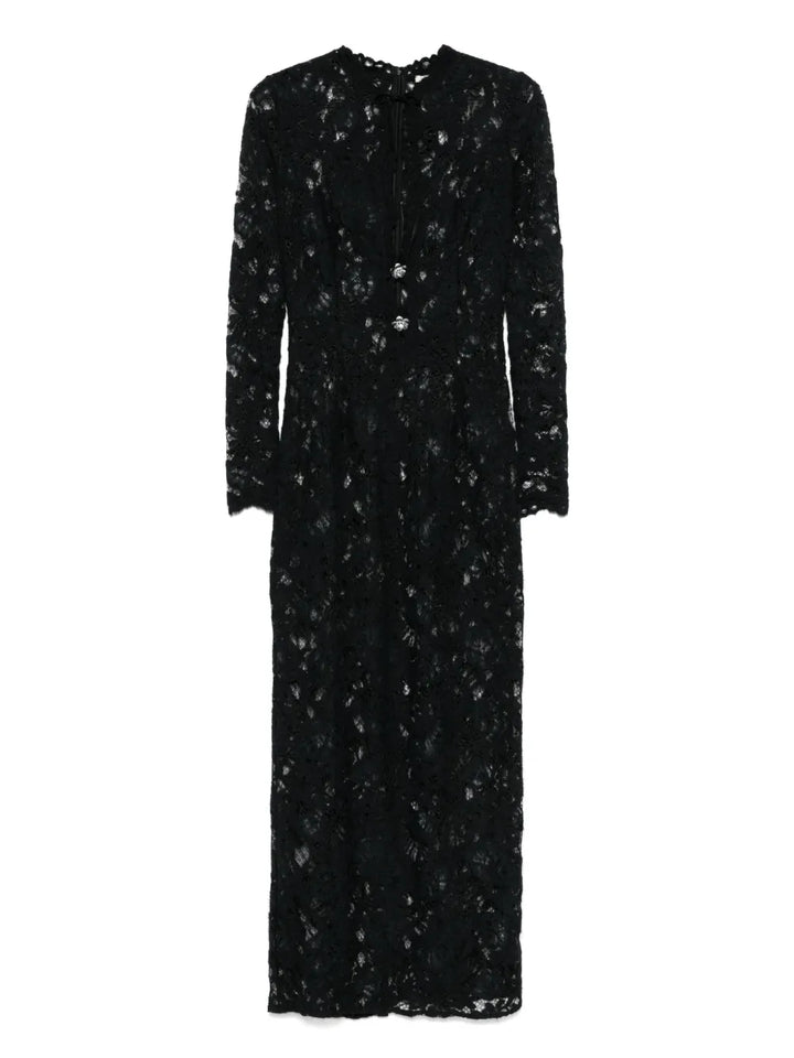 Manuri Laced Midi Dress — Black — Size S — Front View