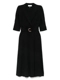 Nissa Belted Midi Dress — Black — Size XS — Front View