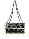 Chanel Pre Owned 2004 2005 Mini Woven Patent And Tweed Chessboard Single Flap Shoulder Bag — Same as shown — Size One Size — Front View