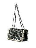 Chanel Pre Owned 2004 2005 Mini Woven Patent And Tweed Chessboard Single Flap Shoulder Bag — Same as shown — Size One Size — Back View