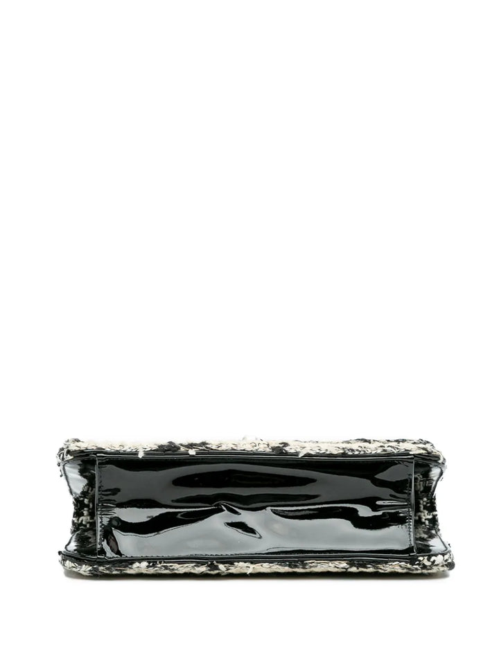 Chanel Pre Owned 2004 2005 Mini Woven Patent And Tweed Chessboard Single Flap Shoulder Bag — Same as shown — Size One Size — Top View