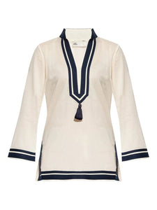 Tory Burch Cotton Mini Dress — Beige — Size XS — Front View